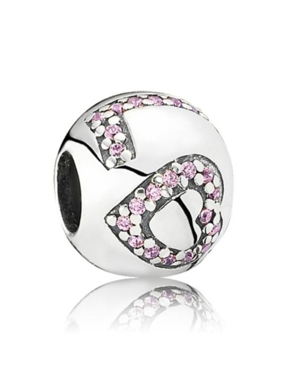 Pandora Sterling Silver Surrounded by Love Charm with Pink Zirconia - 791196pcz
